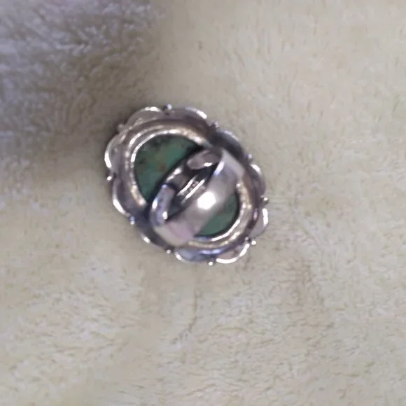 STERLING SILVER AUTHENTIC GREEN TURQOUISE RING - Picture 3 of 3